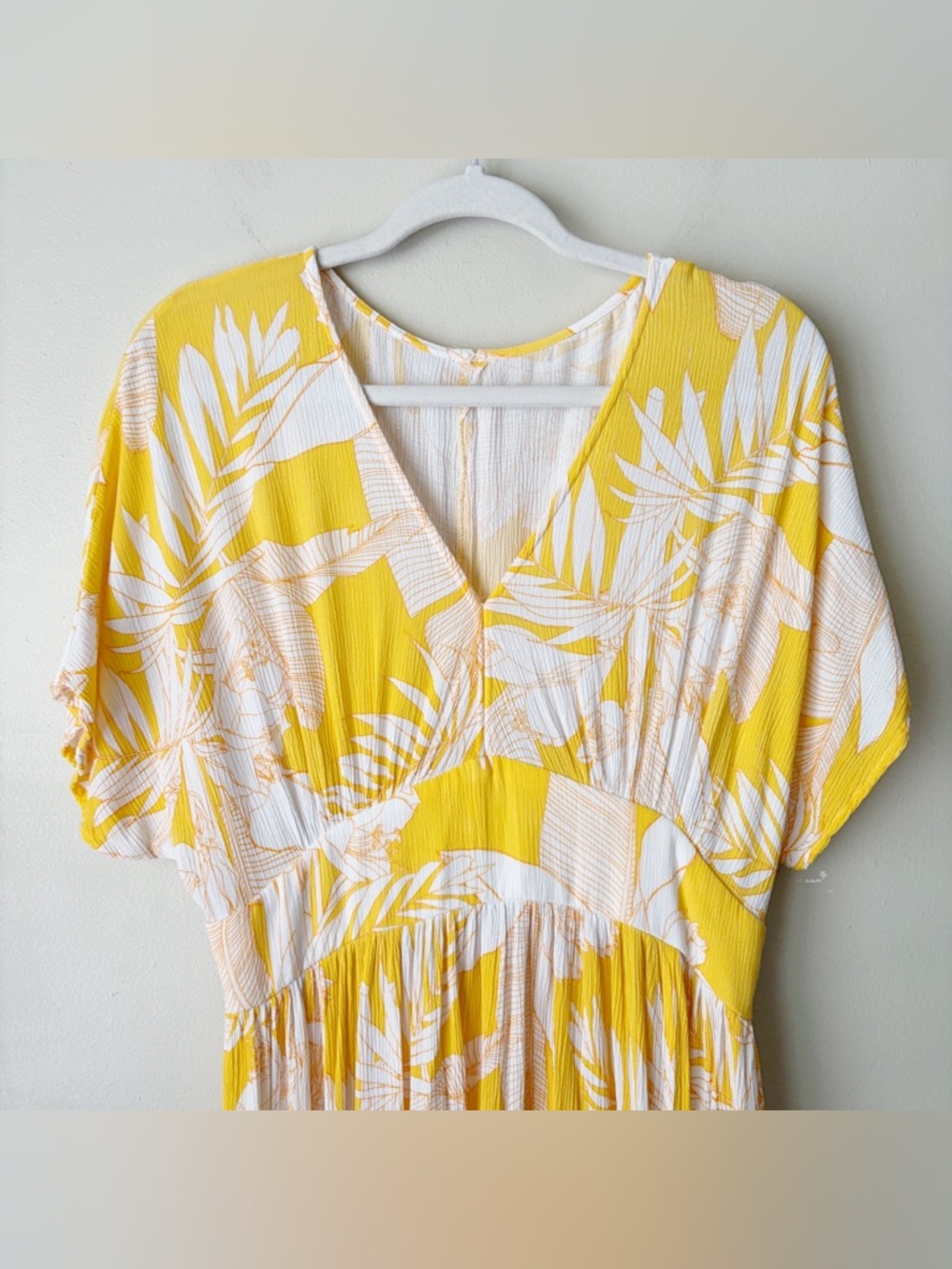 Cupshe | Selena Maxi Dress Double Slit Floral Tropical Summer Yellow White Large - Picture 3 of 6